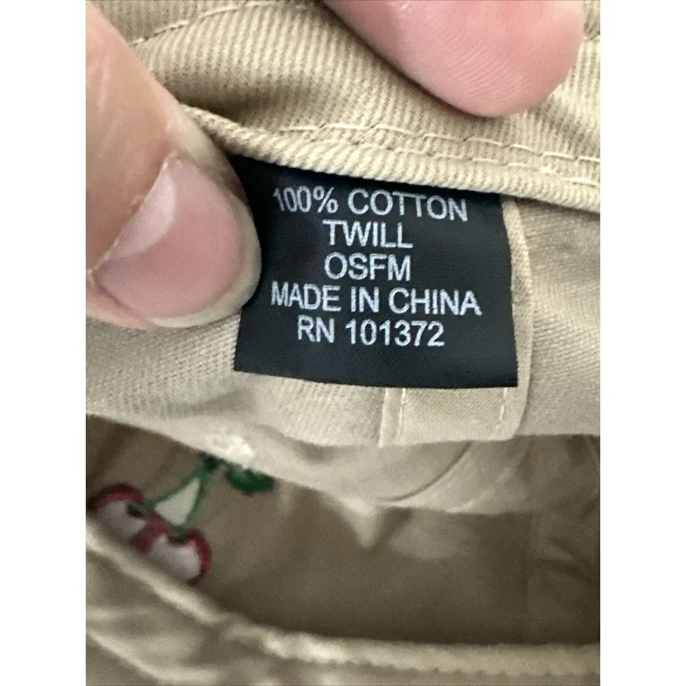 Cherries‎ Adjustable Hat Cap Brown Adult Size - Picture 8 of 8